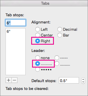 using tab in word for mac